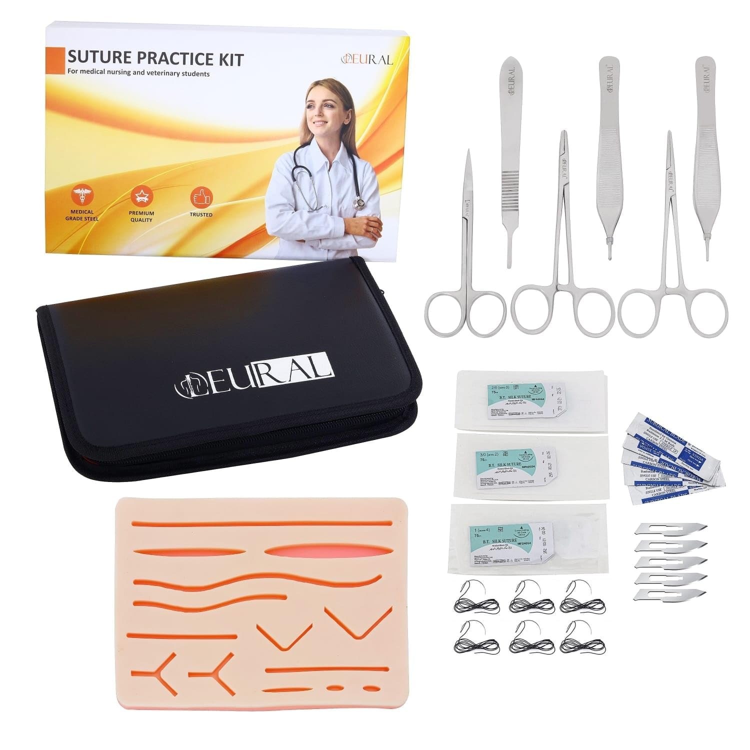 Complete Suture Practice Kit with Training Manual & Case